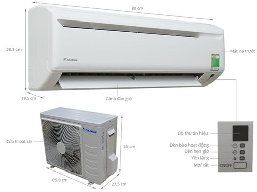 Kích thước máy lạnh treo tường