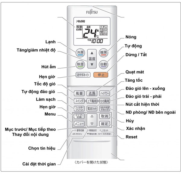 Hướng dẫn sử dụng điều khiển điều hòa fujitsu nội địa